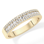 Half Eternity Wedding Band with 0.6 TCW Round Cut Moissanite – Yellow, White, or Rose Gold