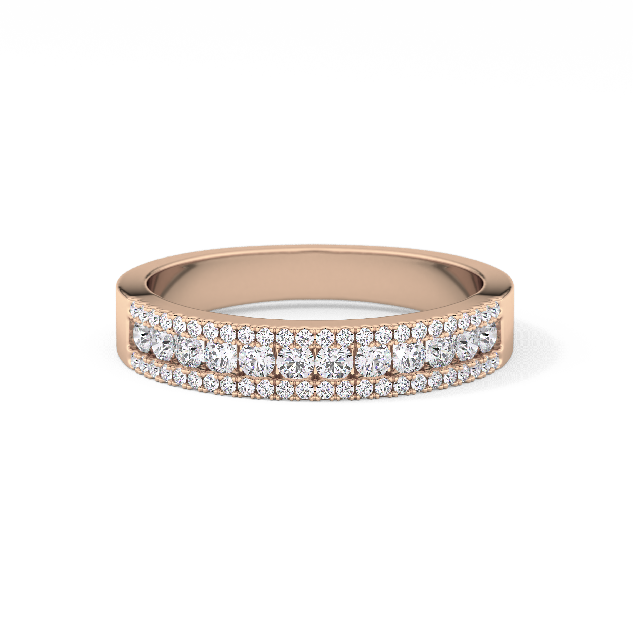 Half Eternity Wedding Band with 0.6 TCW Round Cut Moissanite – Yellow, White, or Rose Gold