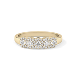 Five Stones and Halo Wedding Band with 0.53 TCW Round Cut Moissanite – Yellow, White, or Rose Gold