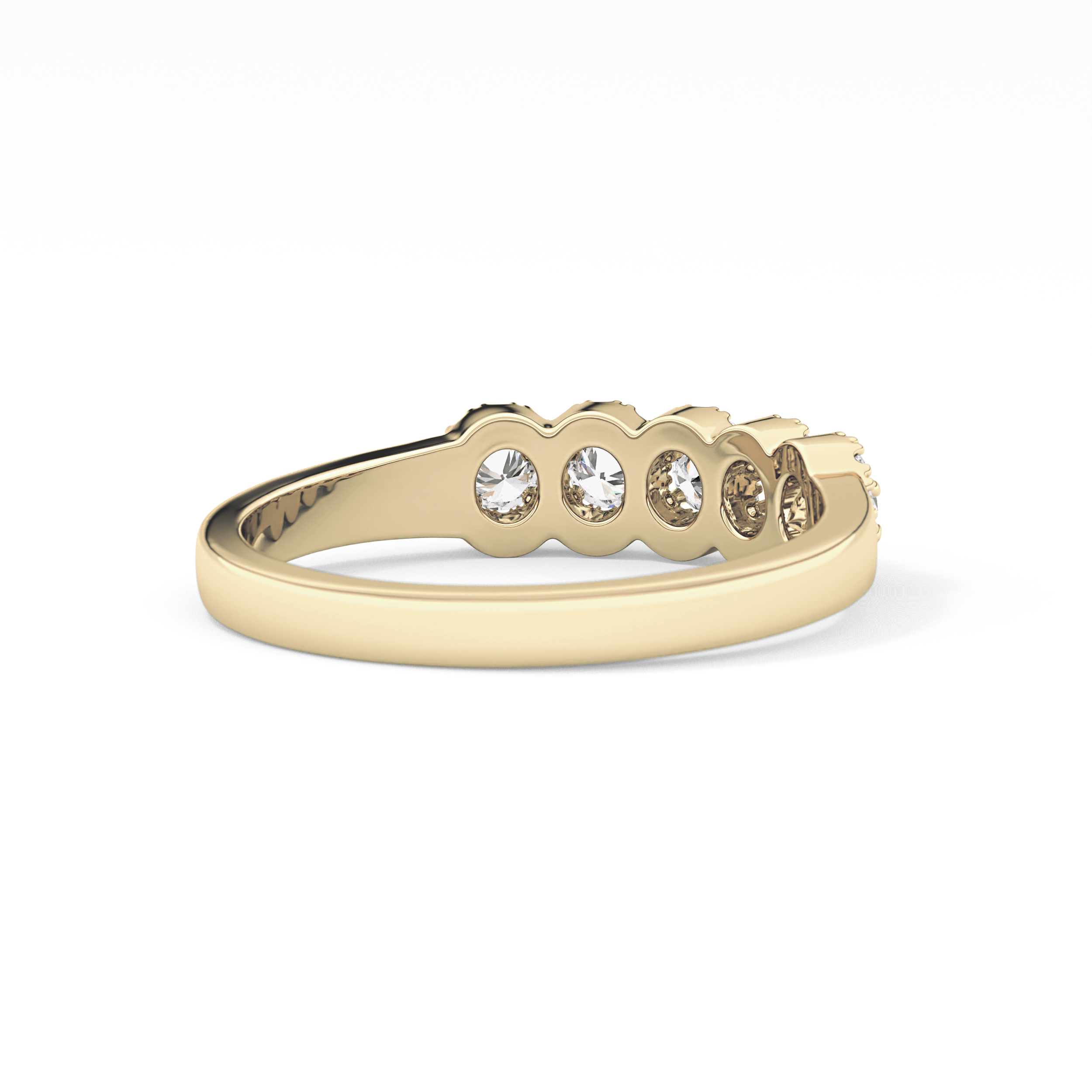 Five Stones and Halo Wedding Band with 0.53 TCW Round Cut Moissanite – Yellow, White, or Rose Gold