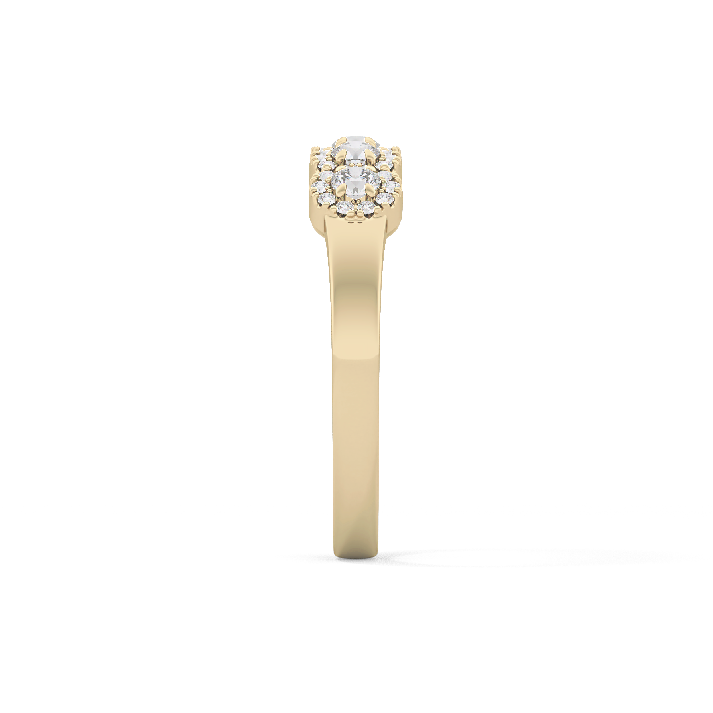 Five Stones and Halo Wedding Band with 0.53 TCW Round Cut Moissanite – Yellow, White, or Rose Gold