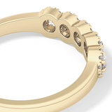 Five Stones and Halo Wedding Band with 0.53 TCW Round Cut Moissanite – Yellow, White, or Rose Gold