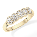 Five Stones and Halo Wedding Band with 0.53 TCW Round Cut Moissanite – Yellow, White, or Rose Gold