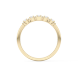 Five Stones and Halo Wedding Band with 0.53 TCW Round Cut Moissanite – Yellow, White, or Rose Gold