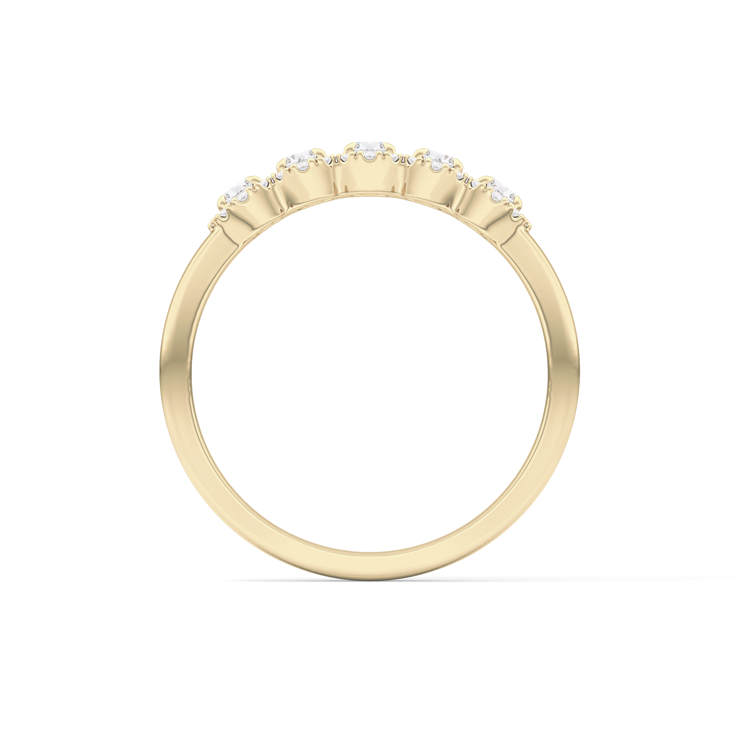 Five Stones and Halo Wedding Band with 0.53 TCW Round Cut Moissanite – Yellow, White, or Rose Gold