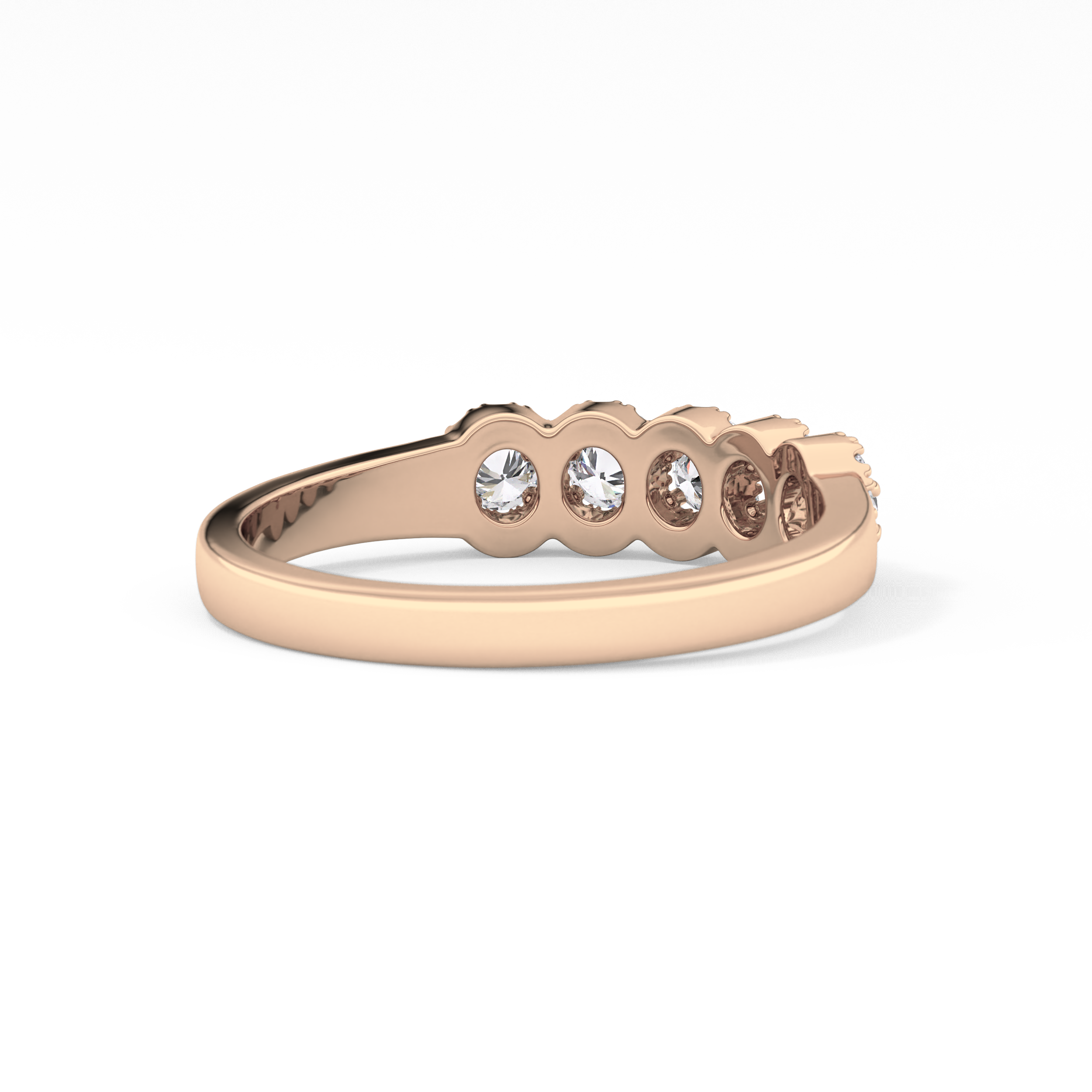Five Stones and Halo Wedding Band with 0.53 TCW Round Cut Moissanite – Yellow, White, or Rose Gold