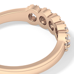 Five Stones and Halo Wedding Band with 0.53 TCW Round Cut Moissanite – Yellow, White, or Rose Gold