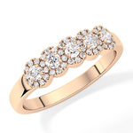 Five Stones and Halo Wedding Band with 0.53 TCW Round Cut Moissanite – Yellow, White, or Rose Gold