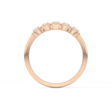 Five Stones and Halo Wedding Band with 0.53 TCW Round Cut Moissanite – Yellow, White, or Rose Gold
