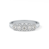 Five Stones and Halo Wedding Band with 0.53 TCW Round Cut Moissanite – Yellow, White, or Rose Gold