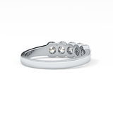 Five Stones and Halo Wedding Band with 0.53 TCW Round Cut Moissanite – Yellow, White, or Rose Gold