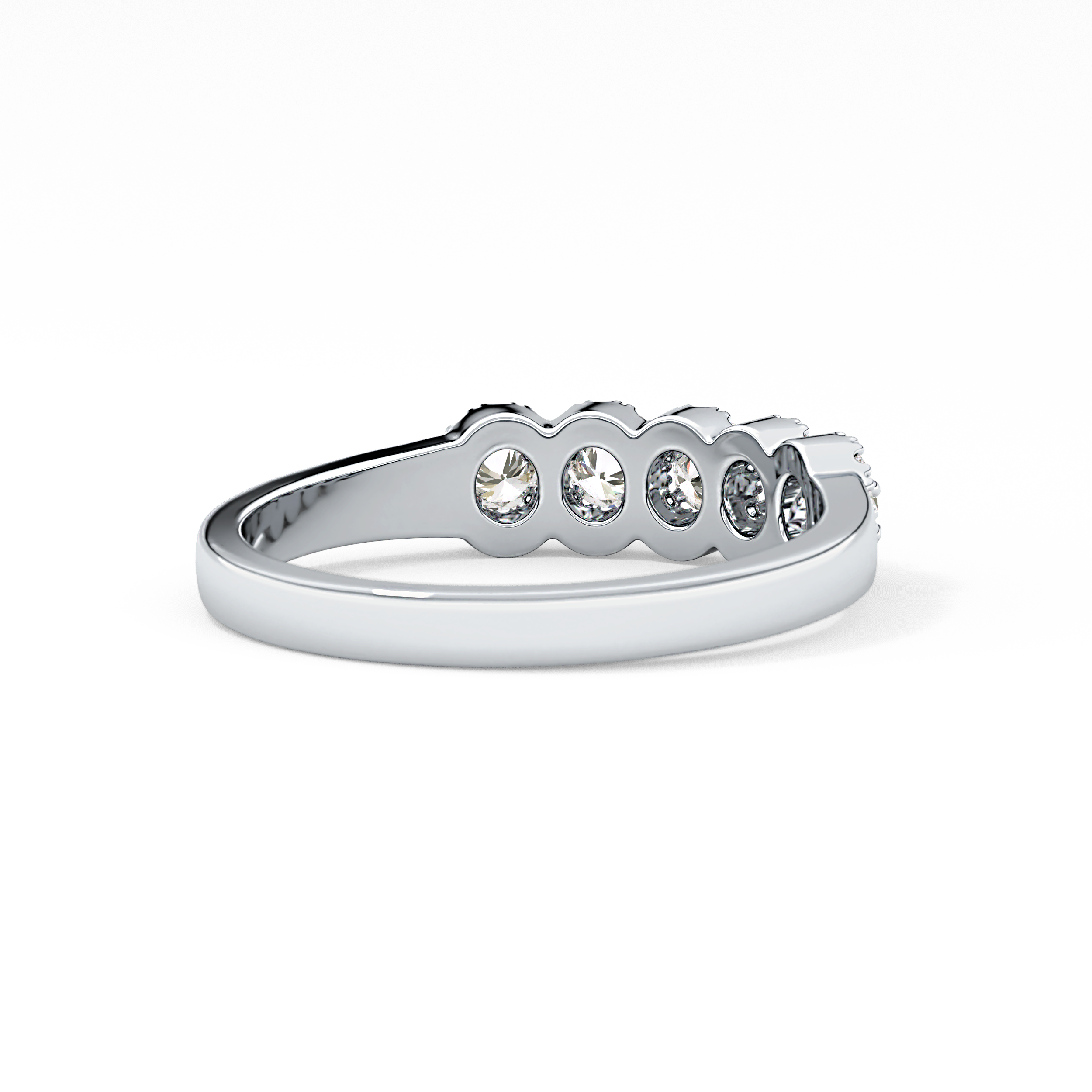 Five Stones and Halo Wedding Band with 0.53 TCW Round Cut Moissanite – Yellow, White, or Rose Gold