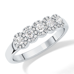 Five Stones and Halo Wedding Band with 0.53 TCW Round Cut Moissanite – Yellow, White, or Rose Gold