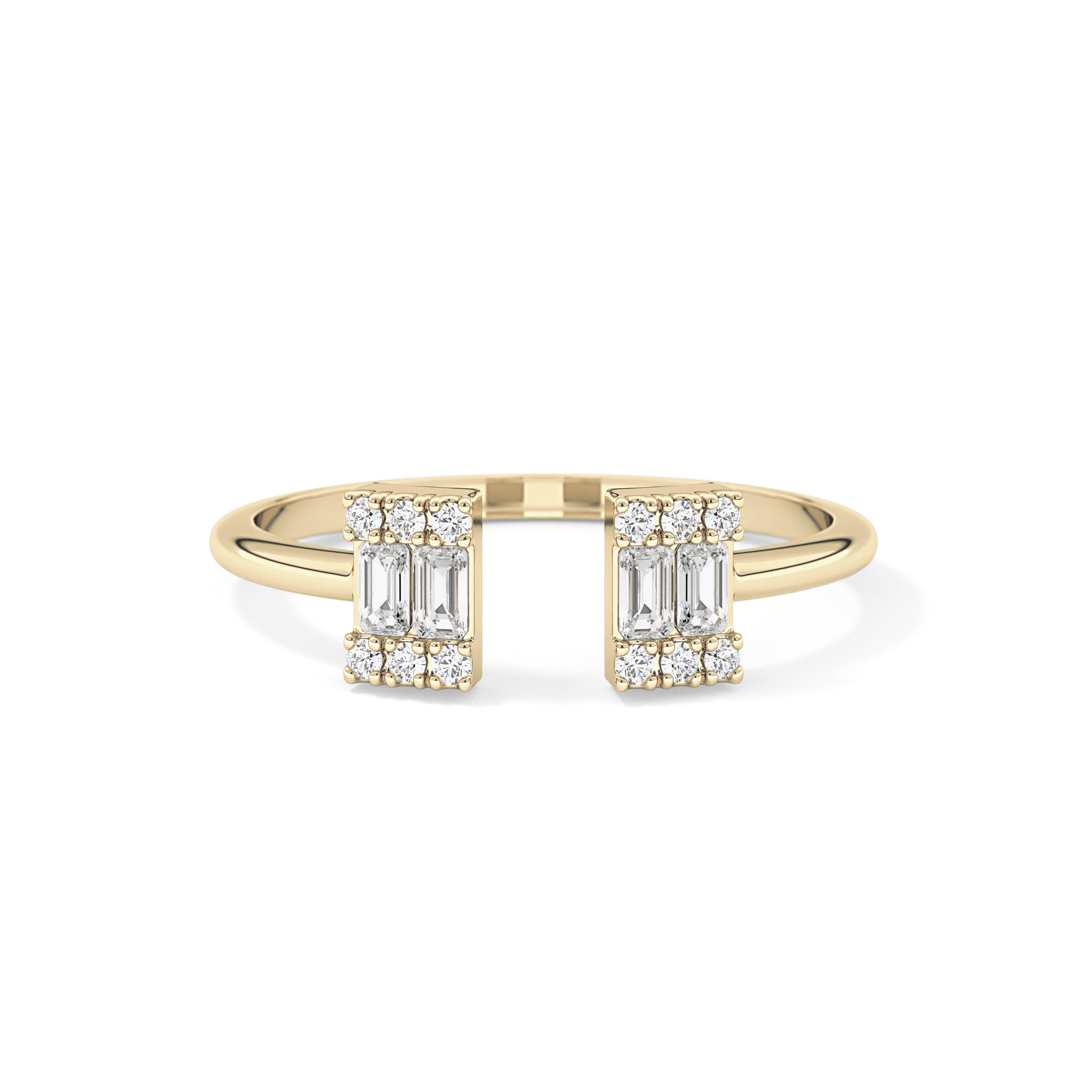 Wedding Band with 0.34 TCW Round and Emerald Cut Moissanite – Yellow, White, or Rose Gold