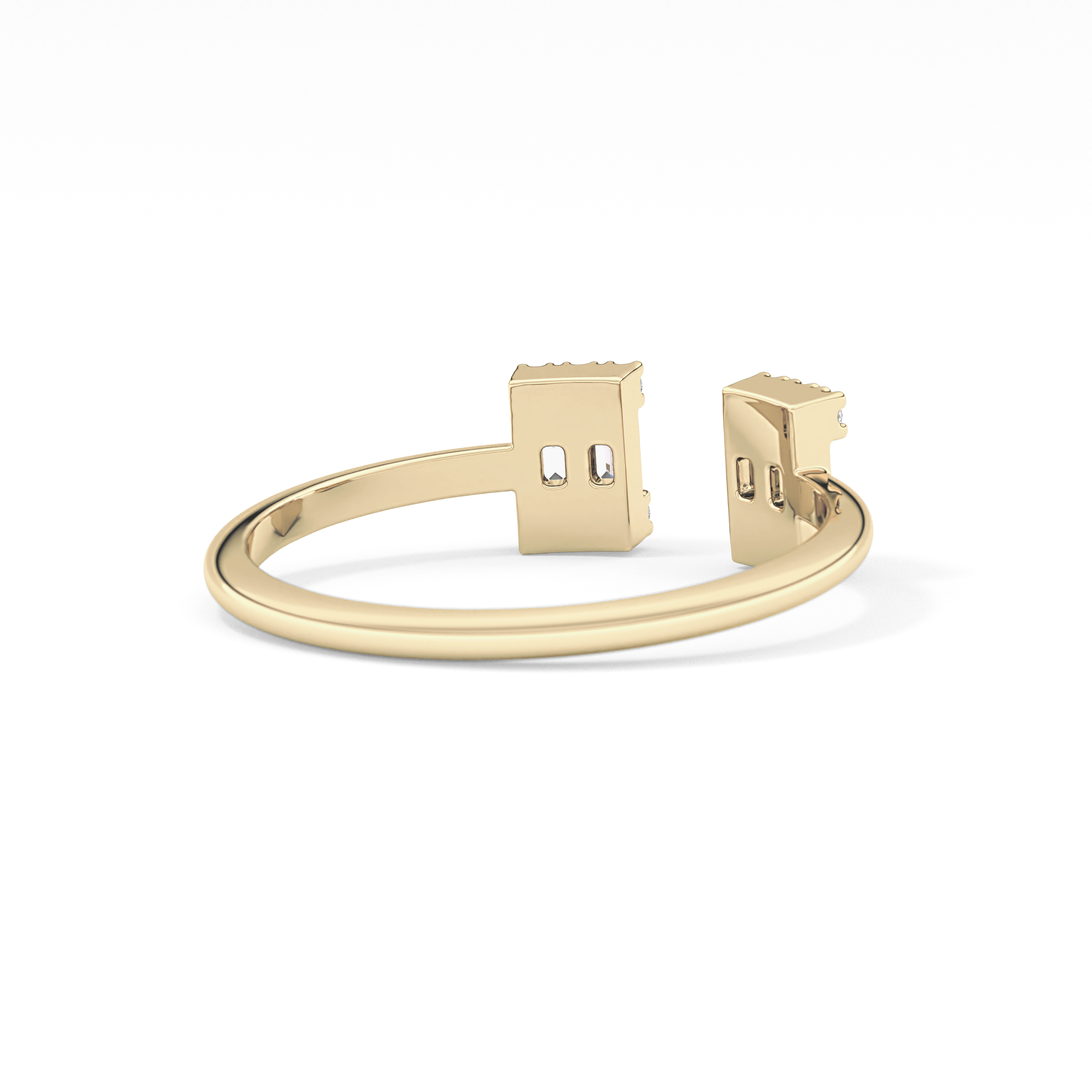 Wedding Band with 0.34 TCW Round and Emerald Cut Moissanite – Yellow, White, or Rose Gold