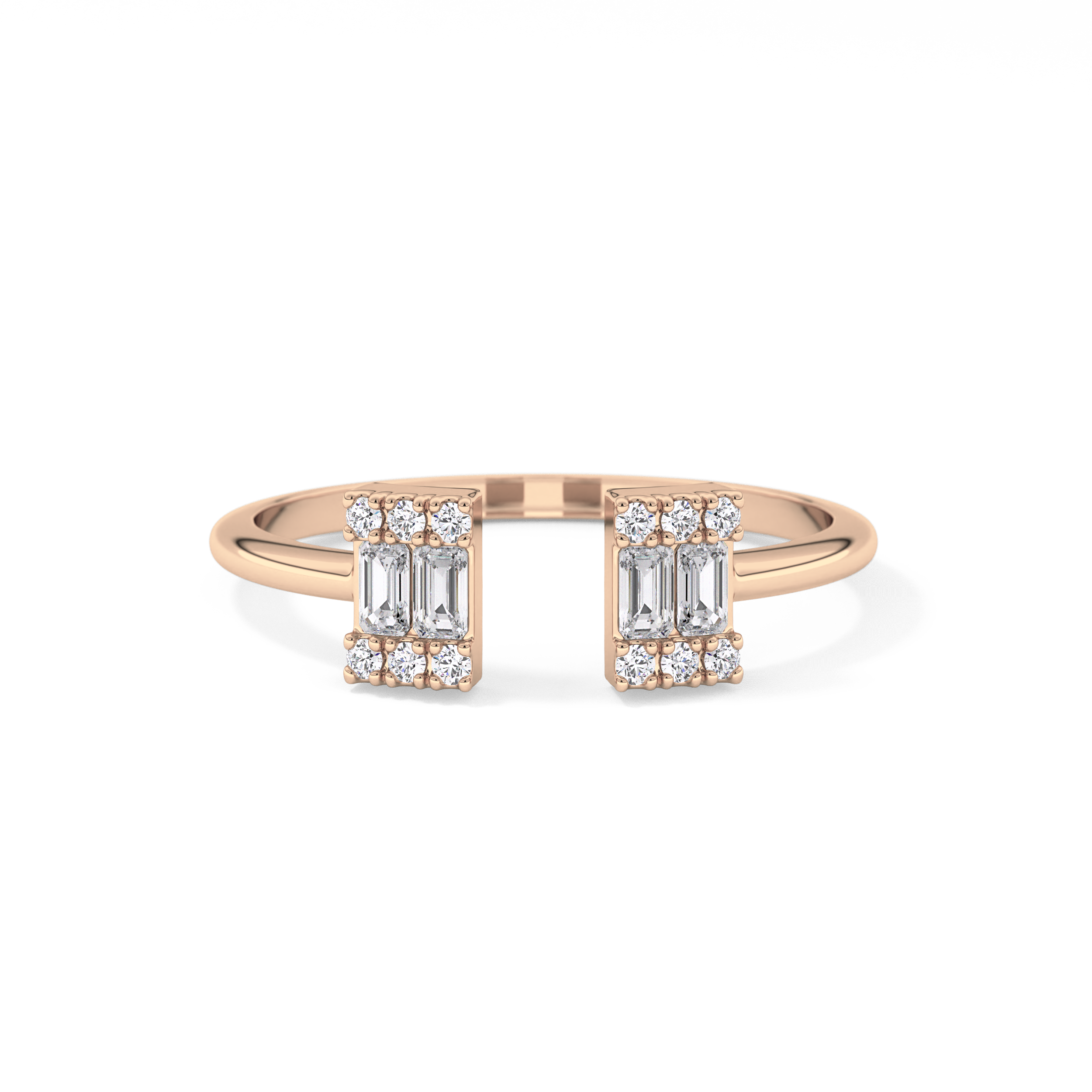 Wedding Band with 0.34 TCW Round and Emerald Cut Moissanite – Yellow, White, or Rose Gold