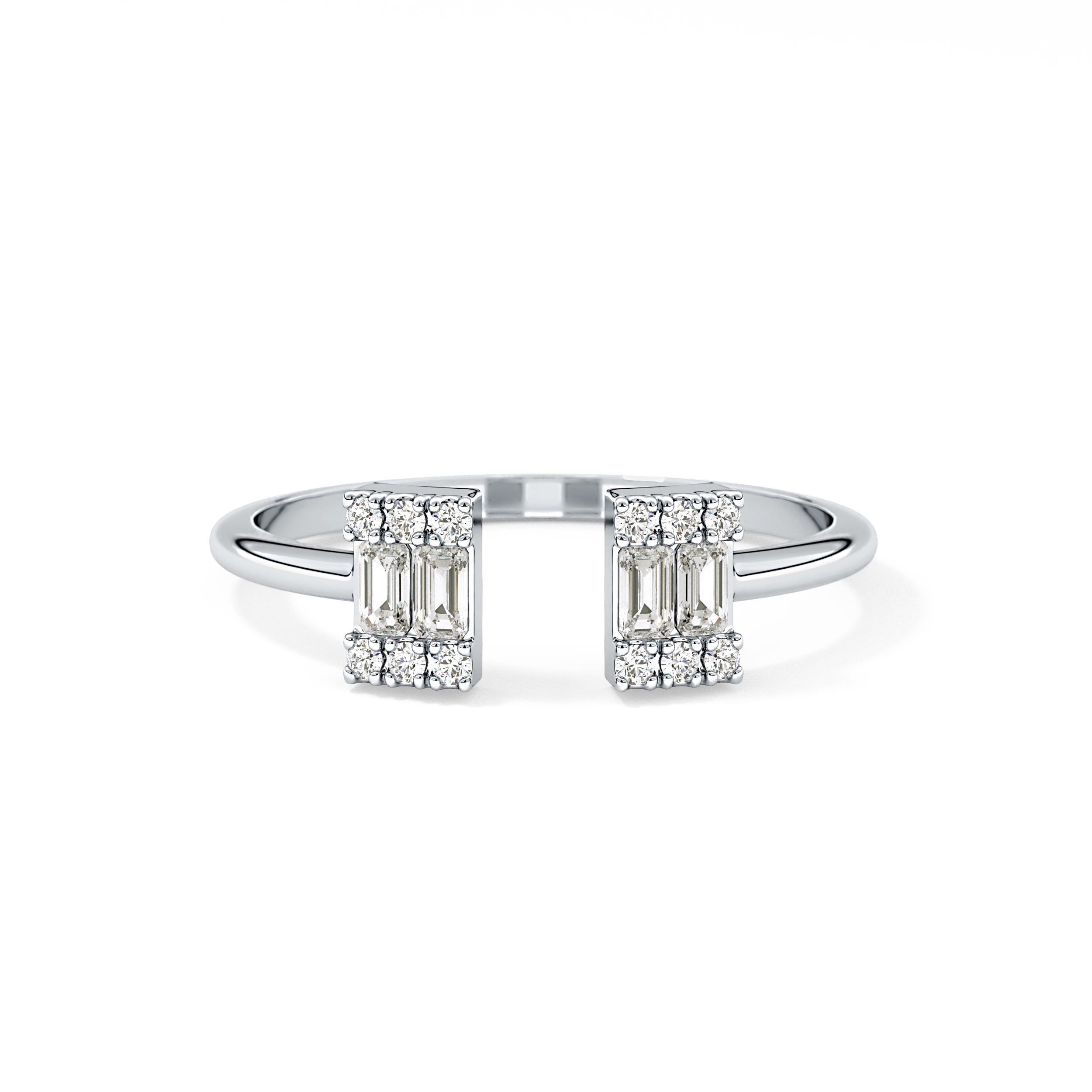 Wedding Band with 0.34 TCW Round and Emerald Cut Moissanite – Yellow, White, or Rose Gold