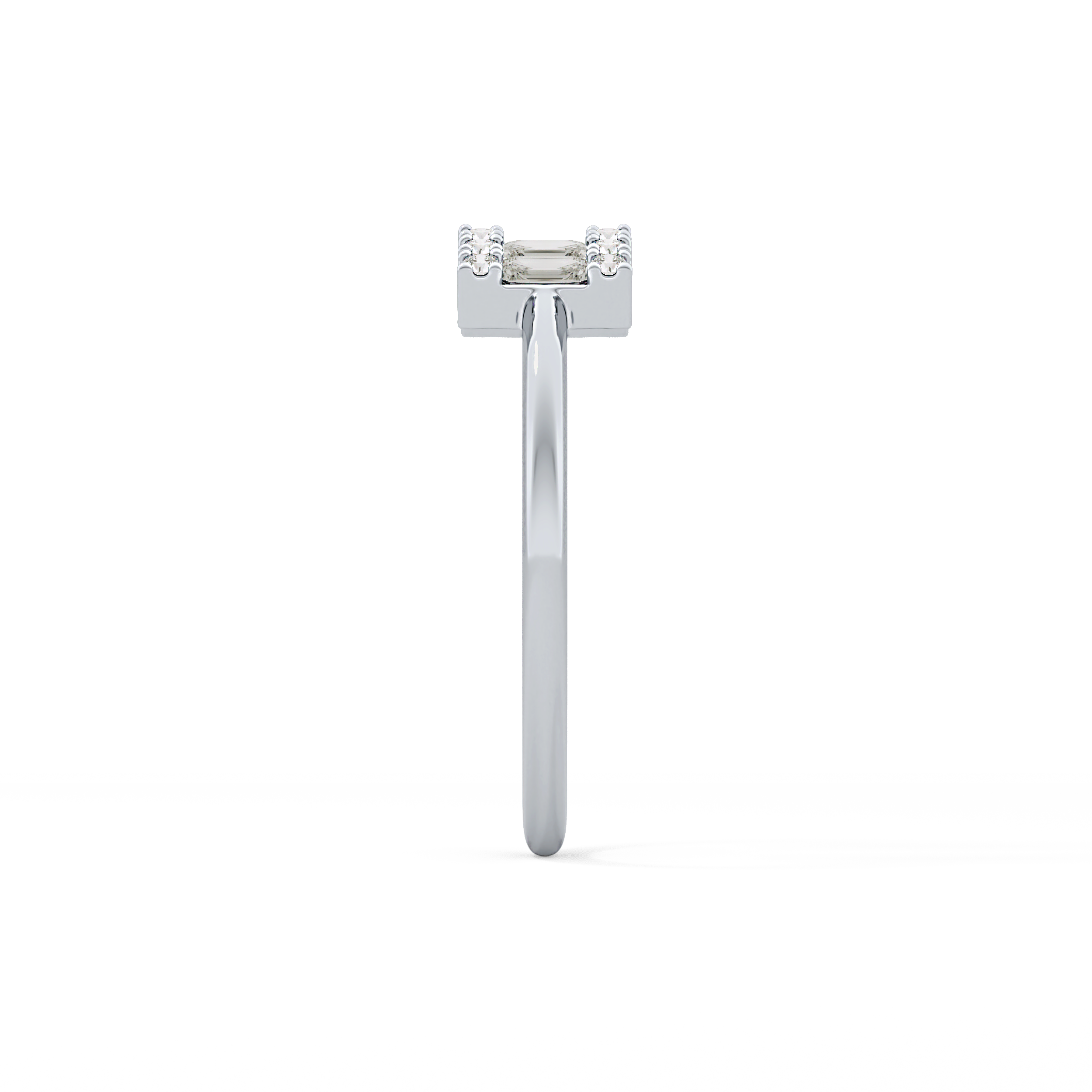 Wedding Band with 0.34 TCW Round and Emerald Cut Moissanite – Yellow, White, or Rose Gold