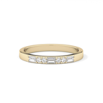 Alternate Setting Wedding Band with 0.31 TCW Round and Baguette Cut Moissanite – Yellow, White, or Rose Gold