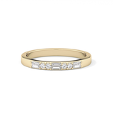 Alternate Setting Wedding Band with 0.31 TCW Round and Baguette Cut Moissanite – Yellow, White, or Rose Gold