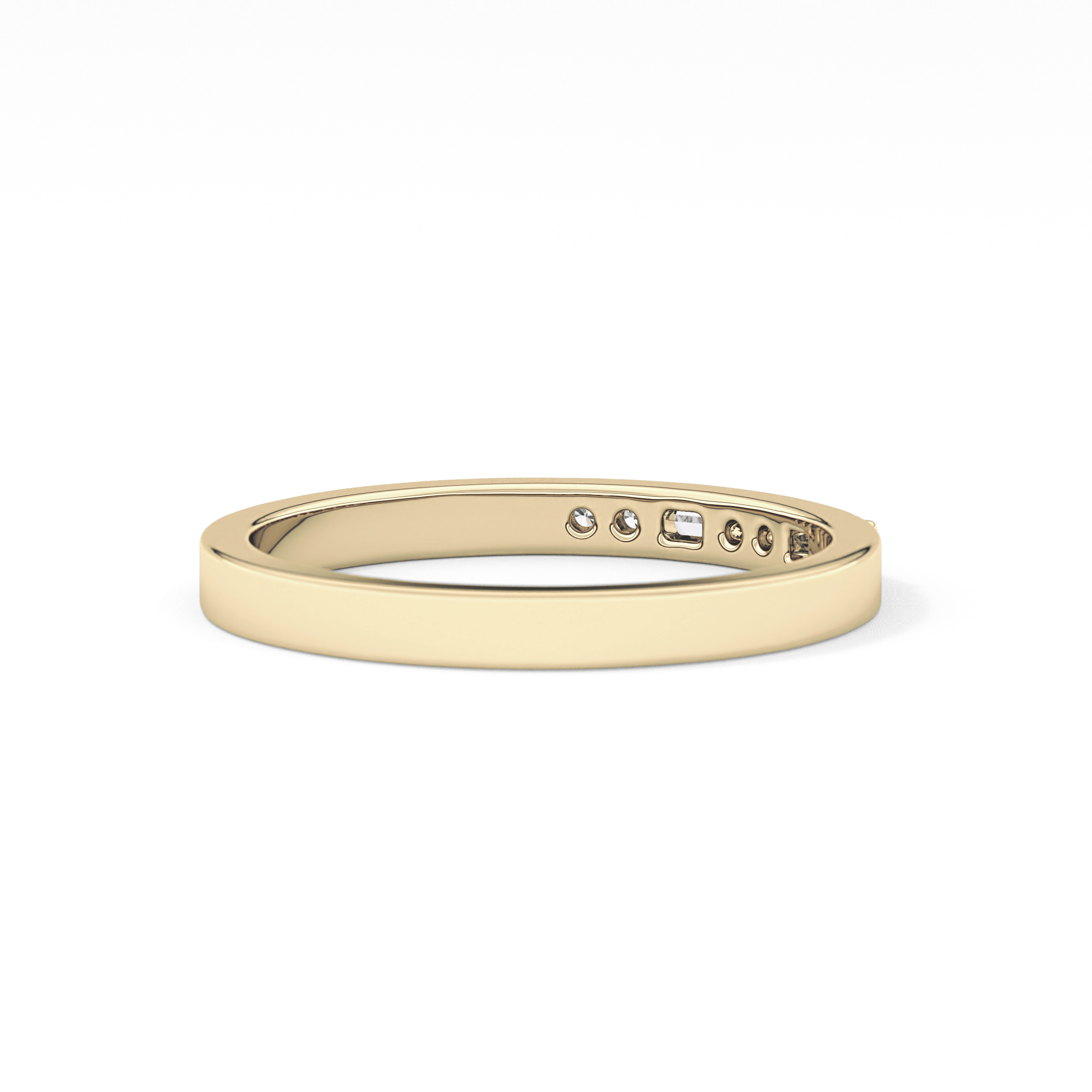 Alternate Setting Wedding Band with 0.31 TCW Round and Baguette Cut Moissanite – Yellow, White, or Rose Gold