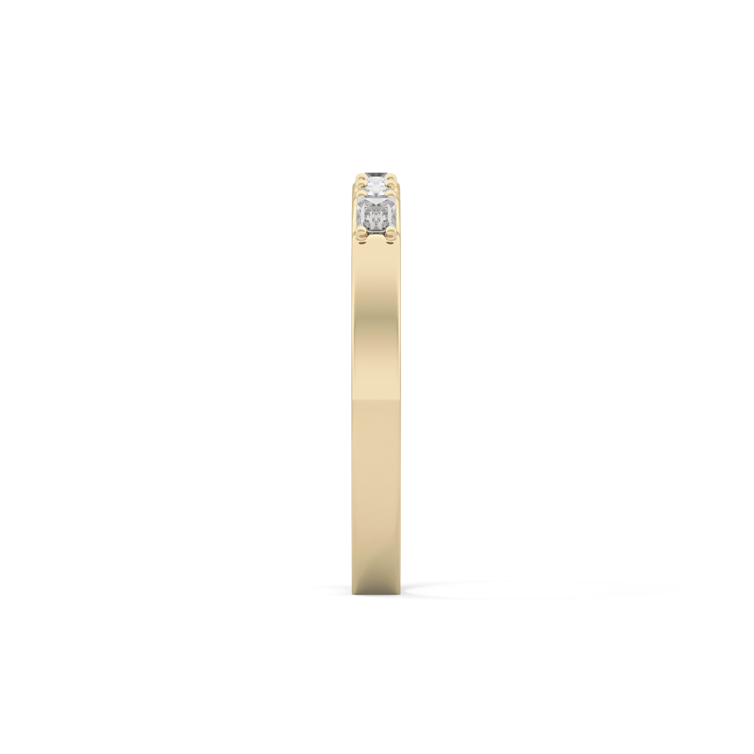 Alternate Setting Wedding Band with 0.31 TCW Round and Baguette Cut Moissanite – Yellow, White, or Rose Gold