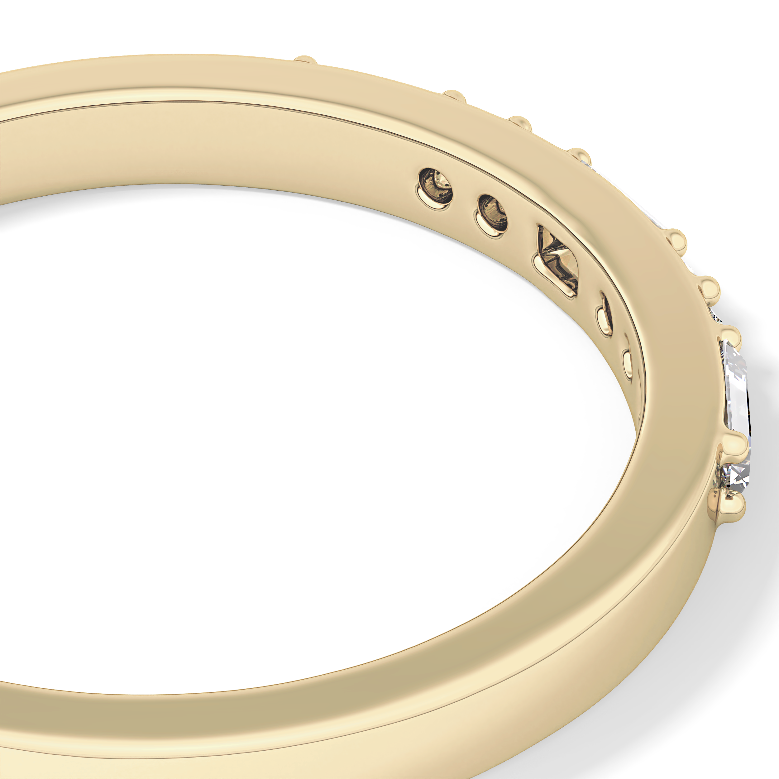 Alternate Setting Wedding Band with 0.31 TCW Round and Baguette Cut Moissanite – Yellow, White, or Rose Gold