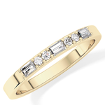Alternate Setting Wedding Band with 0.31 TCW Round and Baguette Cut Moissanite – Yellow, White, or Rose Gold