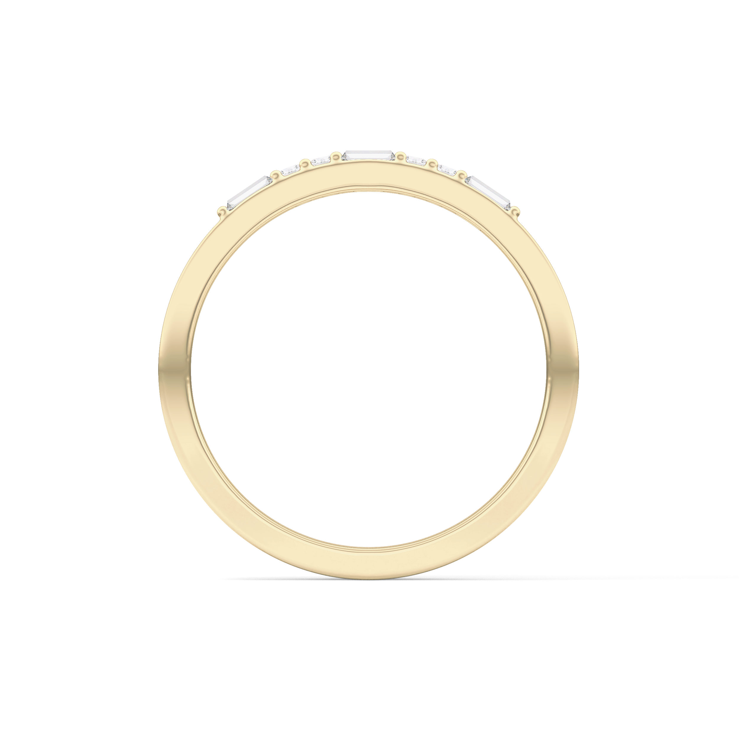 Alternate Setting Wedding Band with 0.31 TCW Round and Baguette Cut Moissanite – Yellow, White, or Rose Gold