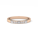 Alternate Setting Wedding Band with 0.31 TCW Round and Baguette Cut Moissanite – Yellow, White, or Rose Gold