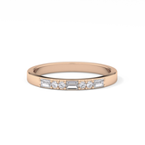 Alternate Setting Wedding Band with 0.31 TCW Round and Baguette Cut Moissanite – Yellow, White, or Rose Gold