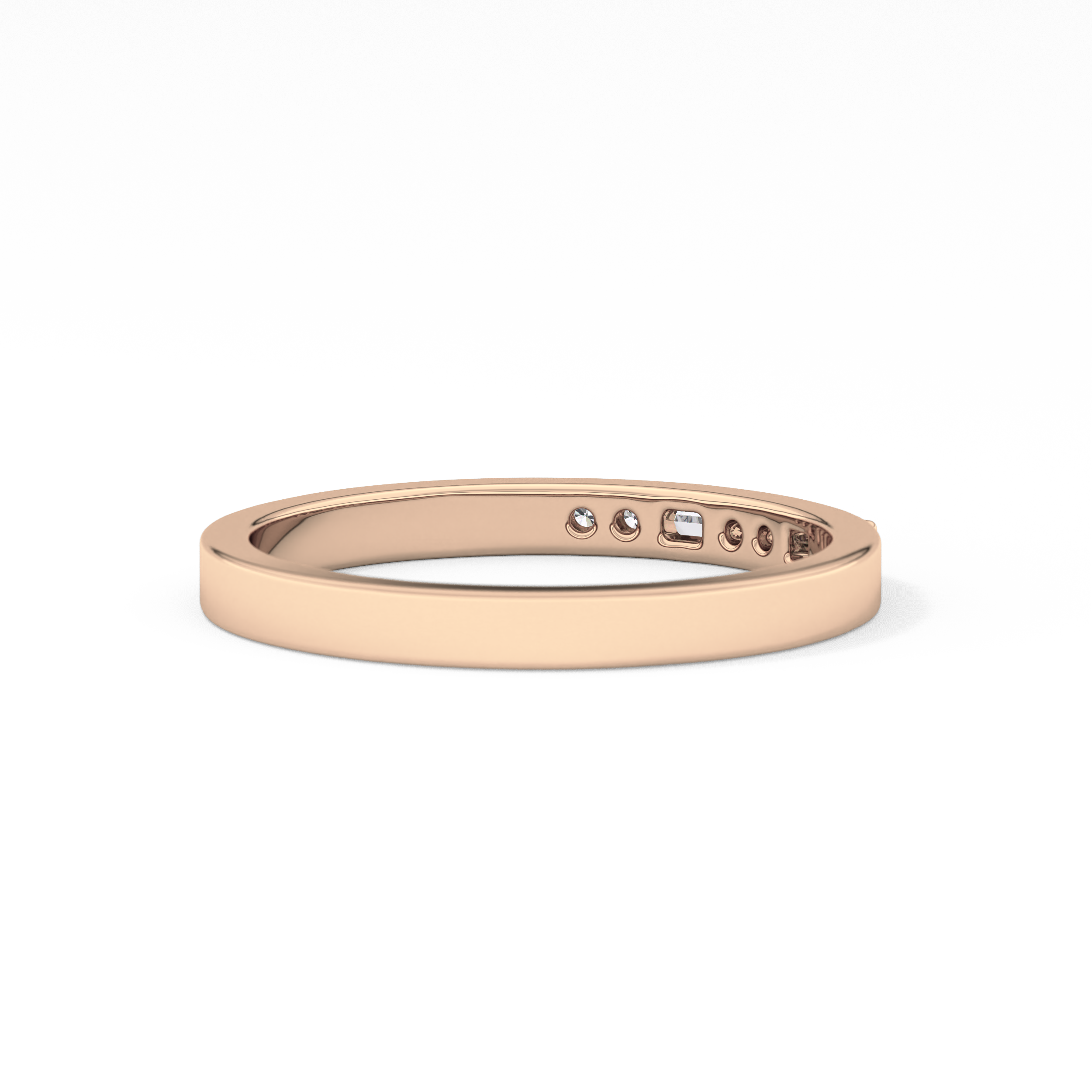 Alternate Setting Wedding Band with 0.31 TCW Round and Baguette Cut Moissanite – Yellow, White, or Rose Gold