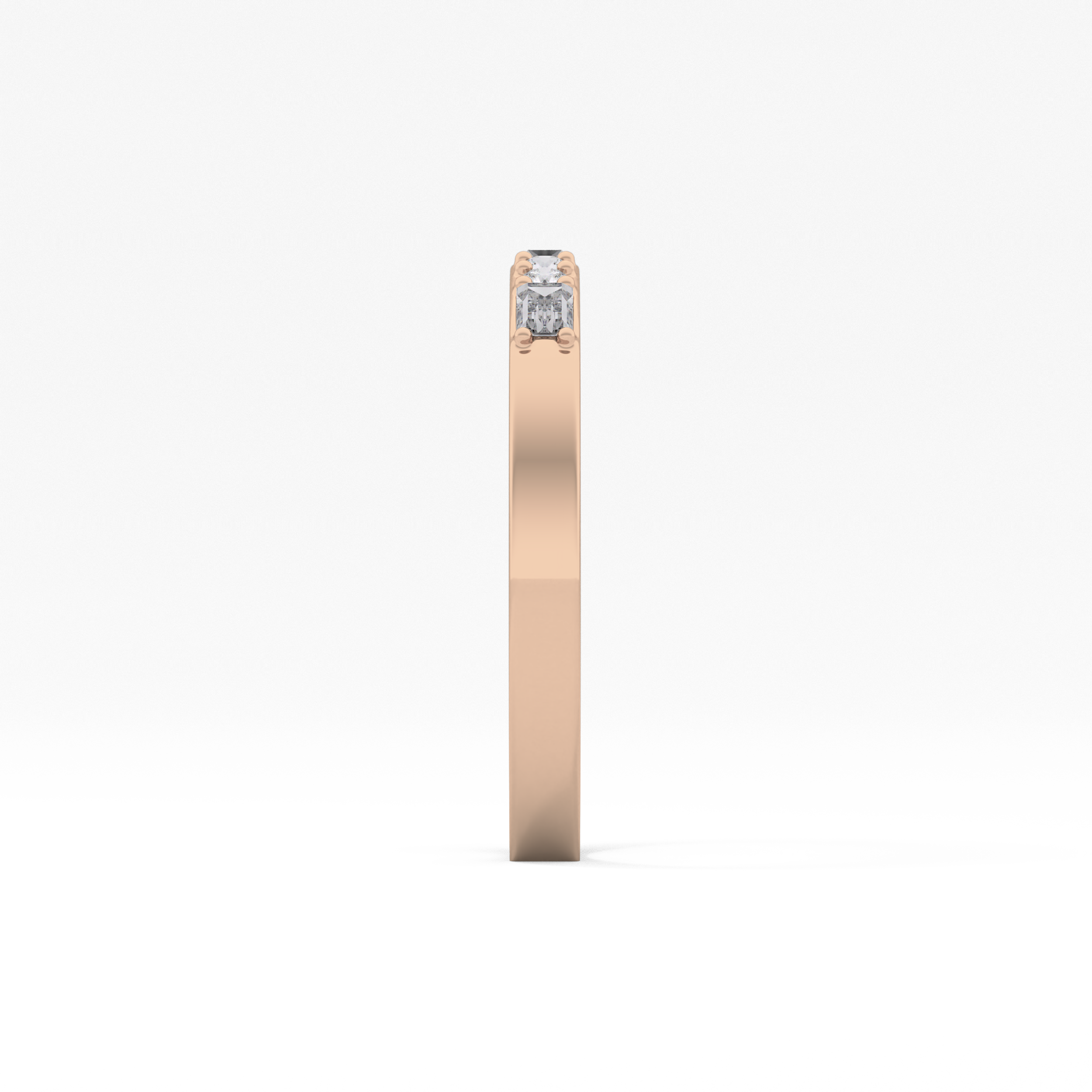 Alternate Setting Wedding Band with 0.31 TCW Round and Baguette Cut Moissanite – Yellow, White, or Rose Gold