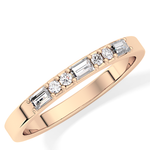 Alternate Setting Wedding Band with 0.31 TCW Round and Baguette Cut Moissanite – Yellow, White, or Rose Gold