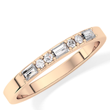 Alternate Setting Wedding Band with 0.31 TCW Round and Baguette Cut Moissanite – Yellow, White, or Rose Gold