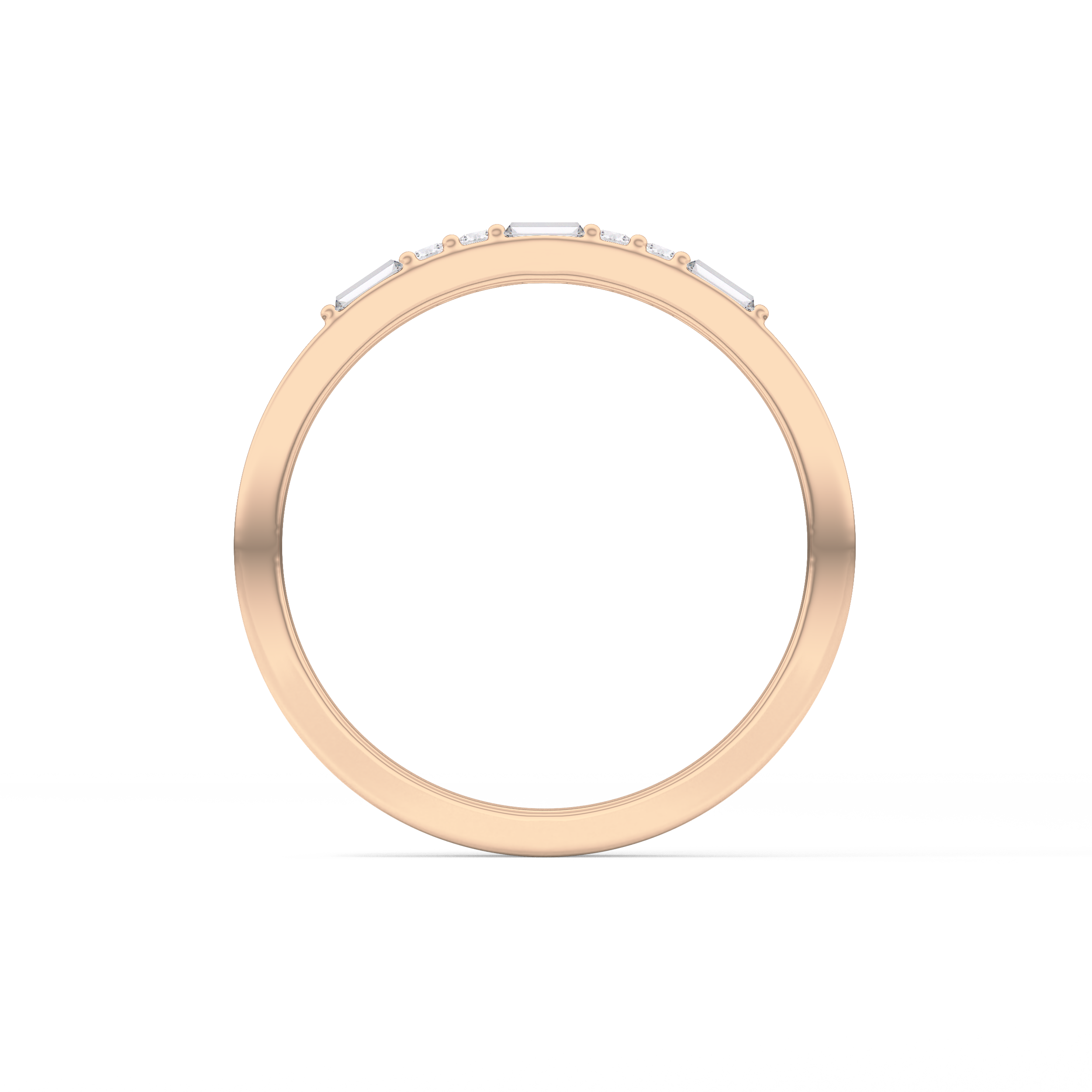 Alternate Setting Wedding Band with 0.31 TCW Round and Baguette Cut Moissanite – Yellow, White, or Rose Gold