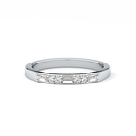 Alternate Setting Wedding Band with 0.31 TCW Round and Baguette Cut Moissanite – Yellow, White, or Rose Gold