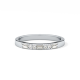 Alternate Setting Wedding Band with 0.31 TCW Round and Baguette Cut Moissanite – Yellow, White, or Rose Gold