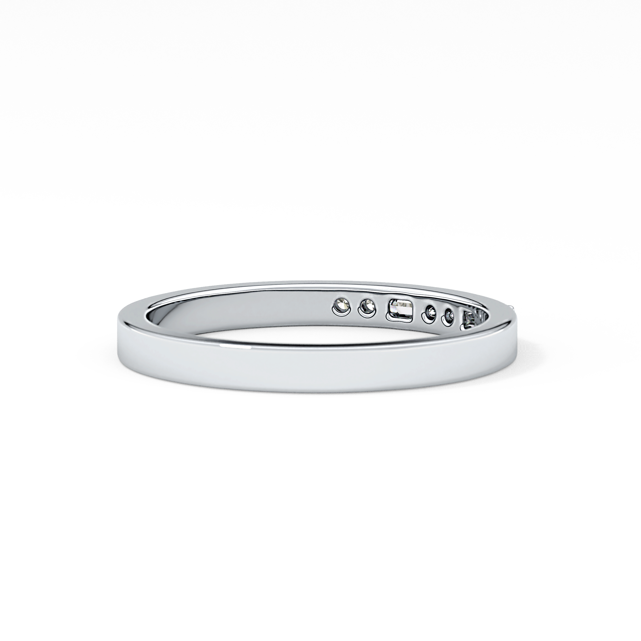 Alternate Setting Wedding Band with 0.31 TCW Round and Baguette Cut Moissanite – Yellow, White, or Rose Gold
