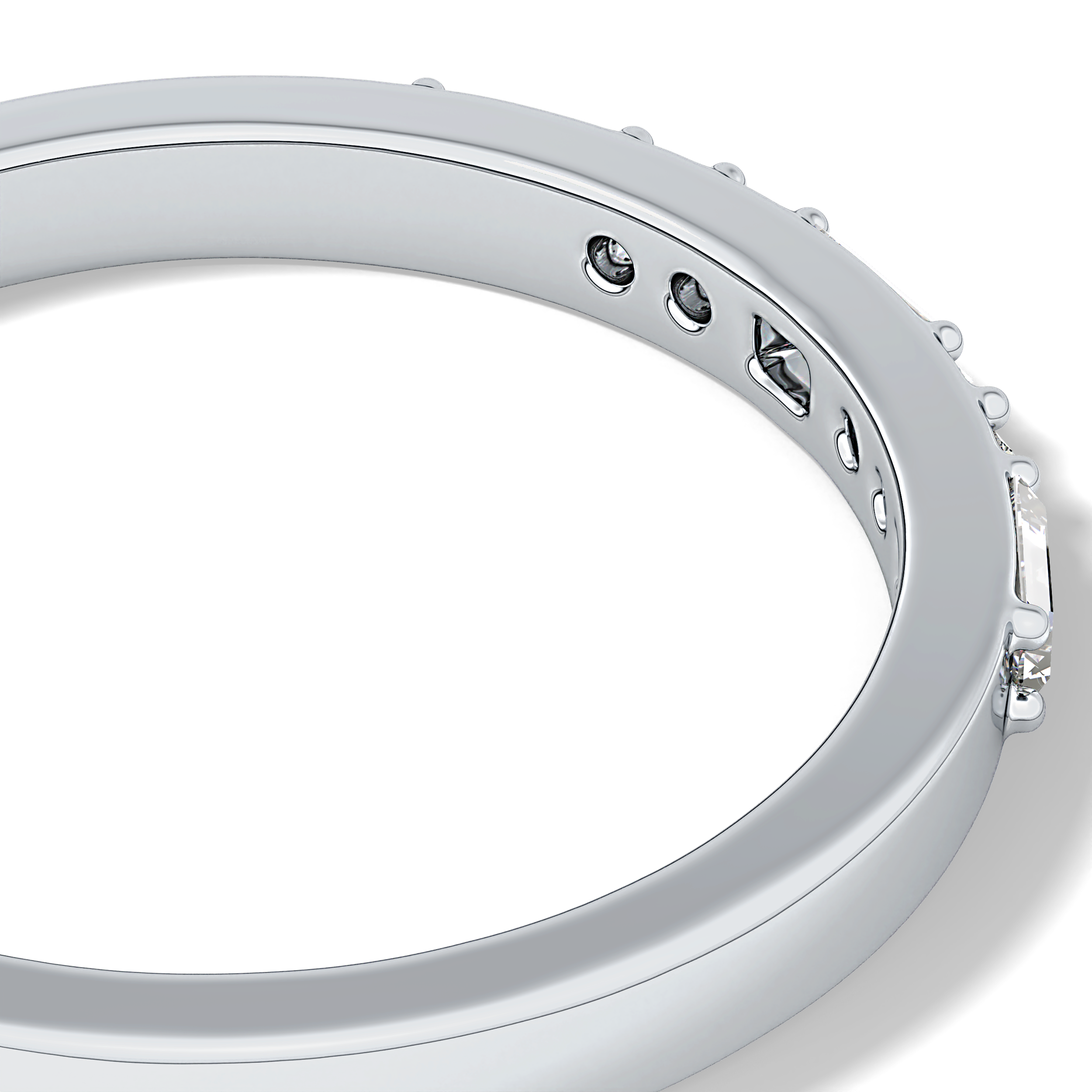 Alternate Setting Wedding Band with 0.31 TCW Round and Baguette Cut Moissanite – Yellow, White, or Rose Gold