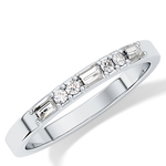 Alternate Setting Wedding Band with 0.31 TCW Round and Baguette Cut Moissanite – Yellow, White, or Rose Gold