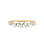 Multi Stones Wedding Band with 0.3 TCW Round and Emerald Cut Moissanite – Yellow, White, or Rose Gold