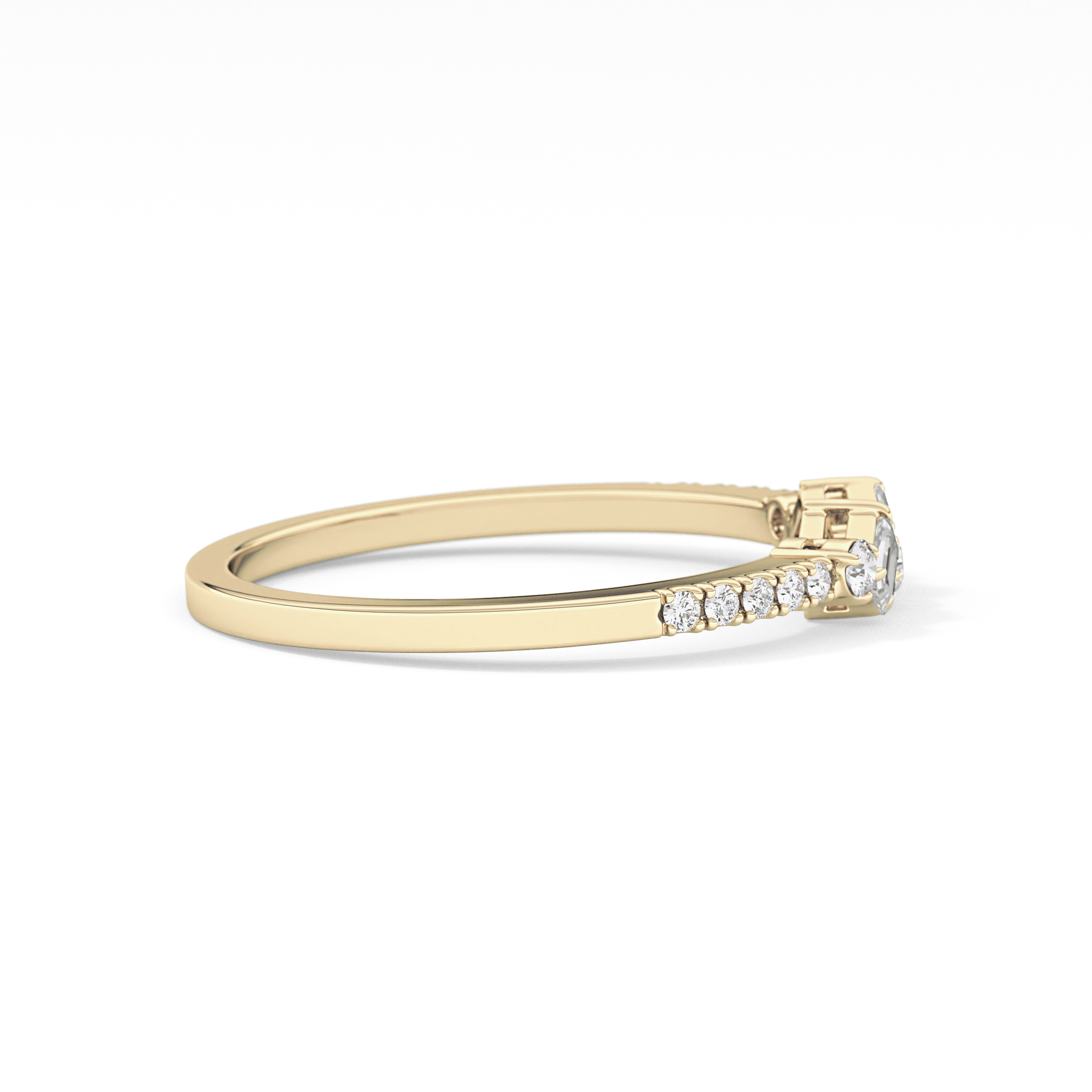 Multi Stones Wedding Band with 0.3 TCW Round and Emerald Cut Moissanite – Yellow, White, or Rose Gold