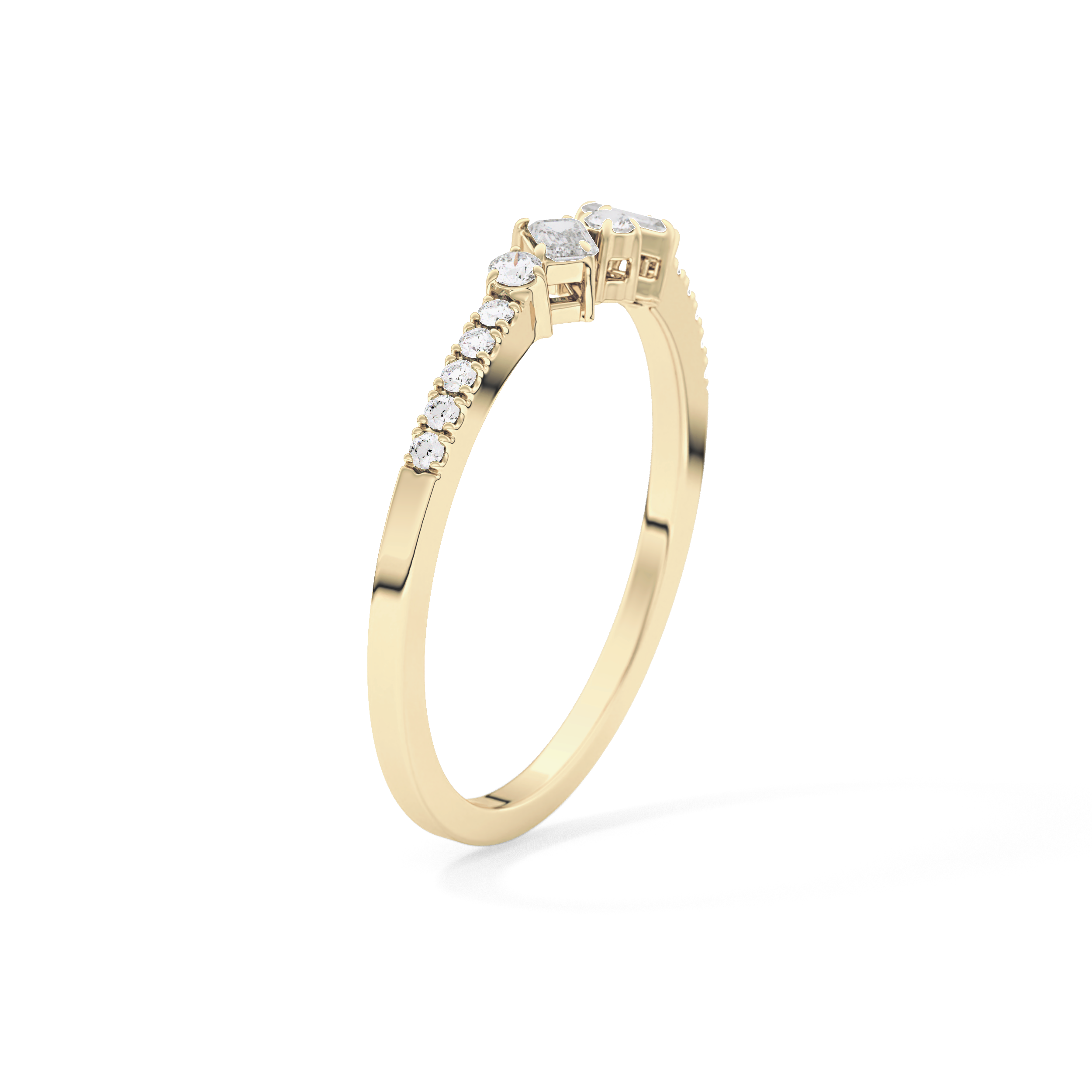 Multi Stones Wedding Band with 0.3 TCW Round and Emerald Cut Moissanite – Yellow, White, or Rose Gold