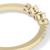 Multi Stones Wedding Band with 0.3 TCW Round and Emerald Cut Moissanite – Yellow, White, or Rose Gold