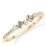 Multi Stones Wedding Band with 0.3 TCW Round and Emerald Cut Moissanite – Yellow, White, or Rose Gold