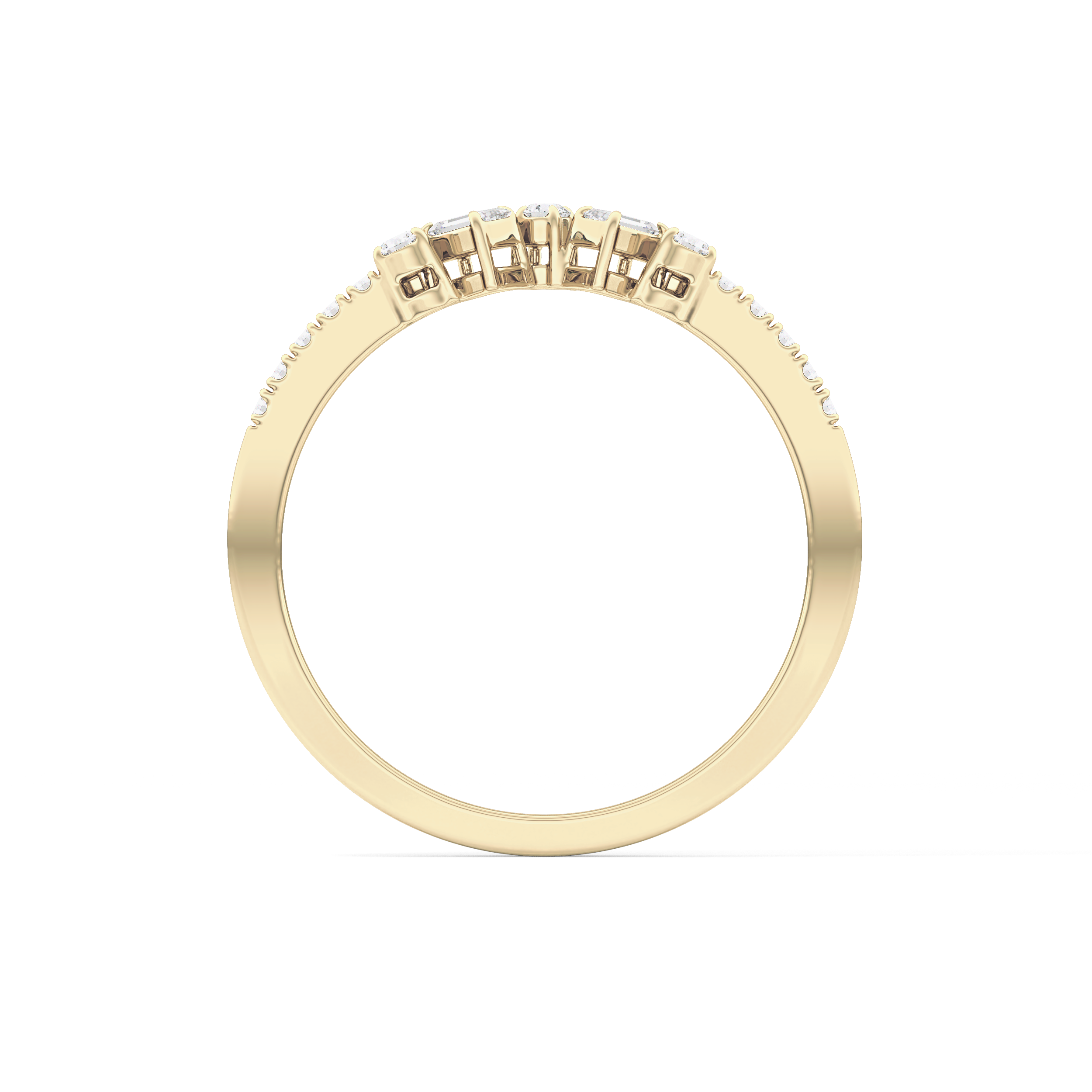 Multi Stones Wedding Band with 0.3 TCW Round and Emerald Cut Moissanite – Yellow, White, or Rose Gold