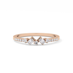 Multi Stones Wedding Band with 0.3 TCW Round and Emerald Cut Moissanite – Yellow, White, or Rose Gold
