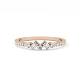 Multi Stones Wedding Band with 0.3 TCW Round and Emerald Cut Moissanite – Yellow, White, or Rose Gold