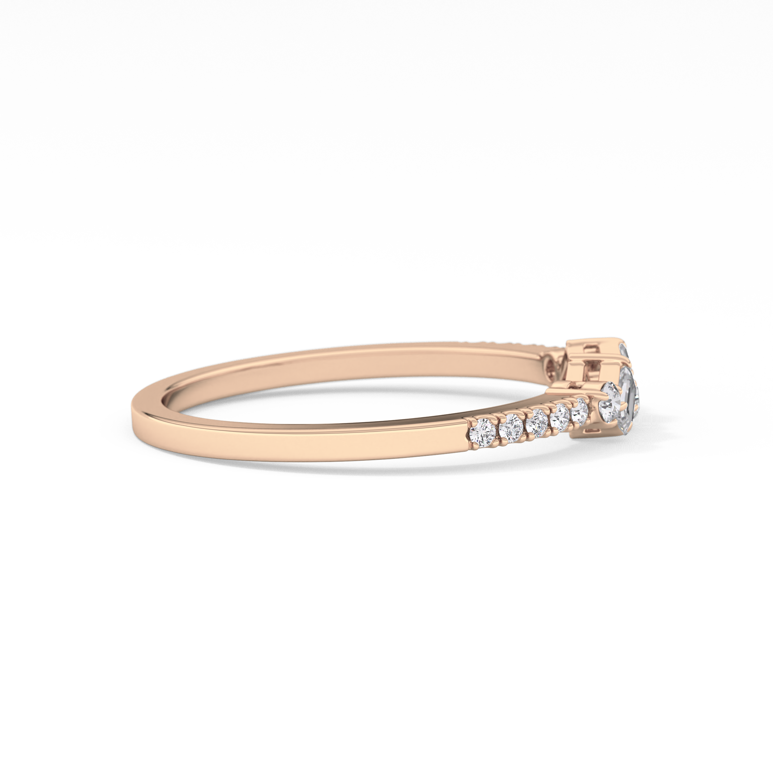 Multi Stones Wedding Band with 0.3 TCW Round and Emerald Cut Moissanite – Yellow, White, or Rose Gold